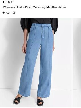 DKNY Light Blue Center-Piped Wide-Leg Jeans